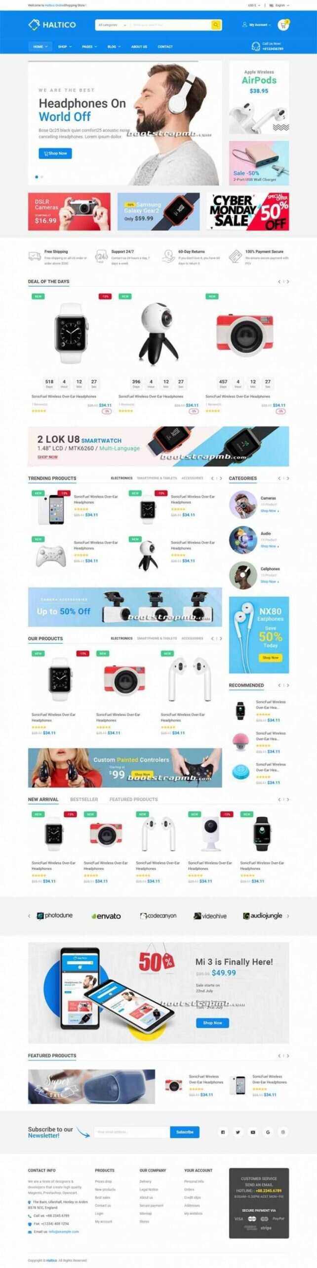 蓝色Bootstrap4大型响应式数码产品设备商城-客创社 - 专注互联网轻资产创业及网络项目资源整合与分享客创社-免费且强大的项目分享网站！