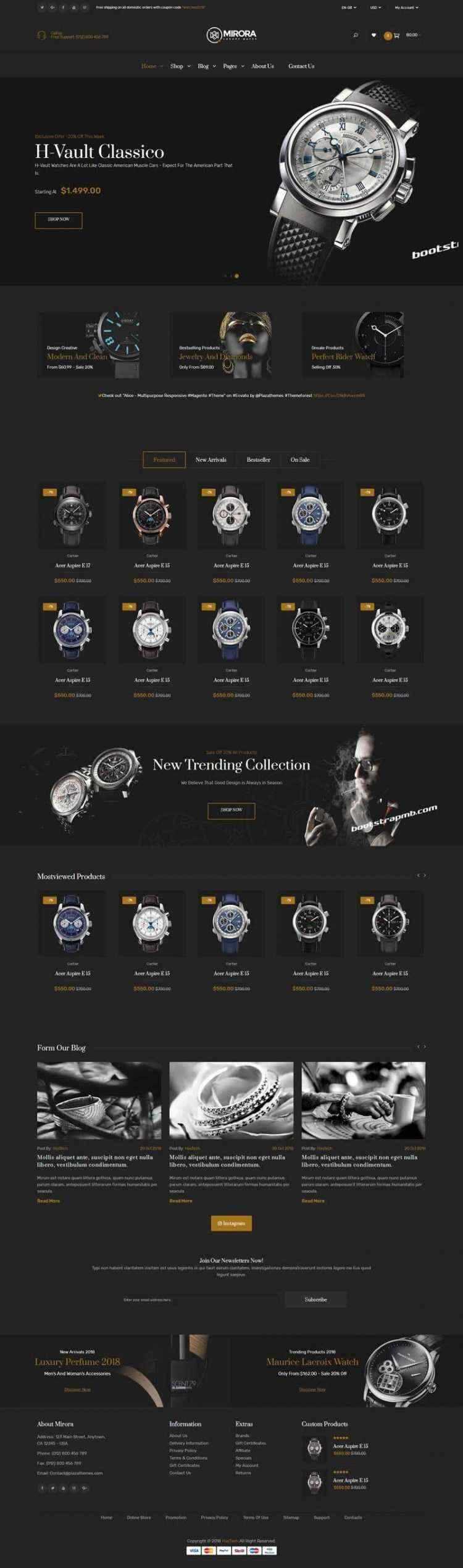 Bootstrap黑色响应式奢侈品手表商城网站-客创社 - 专注互联网轻资产创业及网络项目资源整合与分享客创社-免费且强大的项目分享网站！
