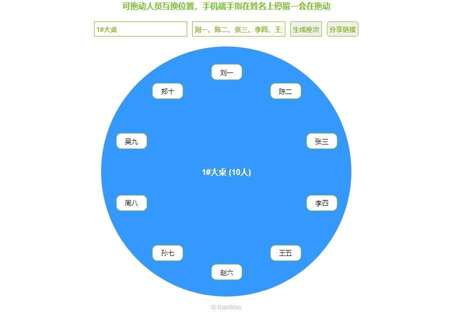 简单的html5用餐座次图生成器-客创社 - 专注互联网轻资产创业及网络项目资源整合与分享客创社-免费且强大的项目分享网站！