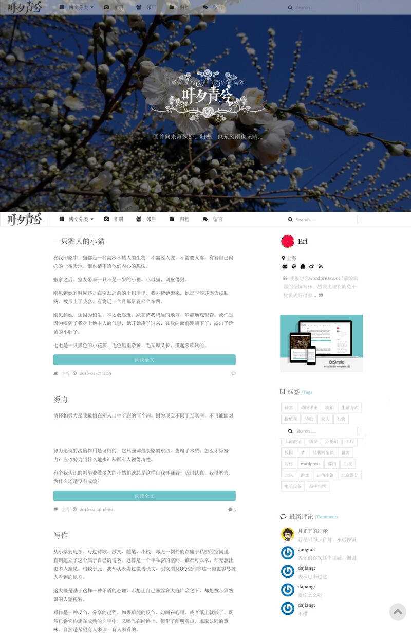 wordpress极简优秀的博客主题–ErlSimpleV1.5主题-客创社 - 专注互联网轻资产创业及网络项目资源整合与分享客创社-免费且强大的项目分享网站！