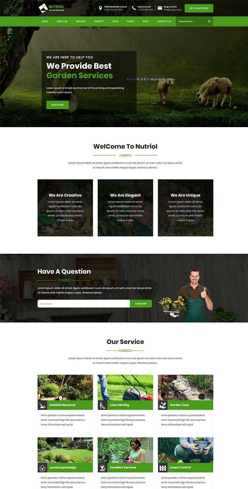 Bootstrap花园设计服务网站html模板-客创社 - 专注互联网轻资产创业及网络项目资源整合与分享客创社-免费且强大的项目分享网站！