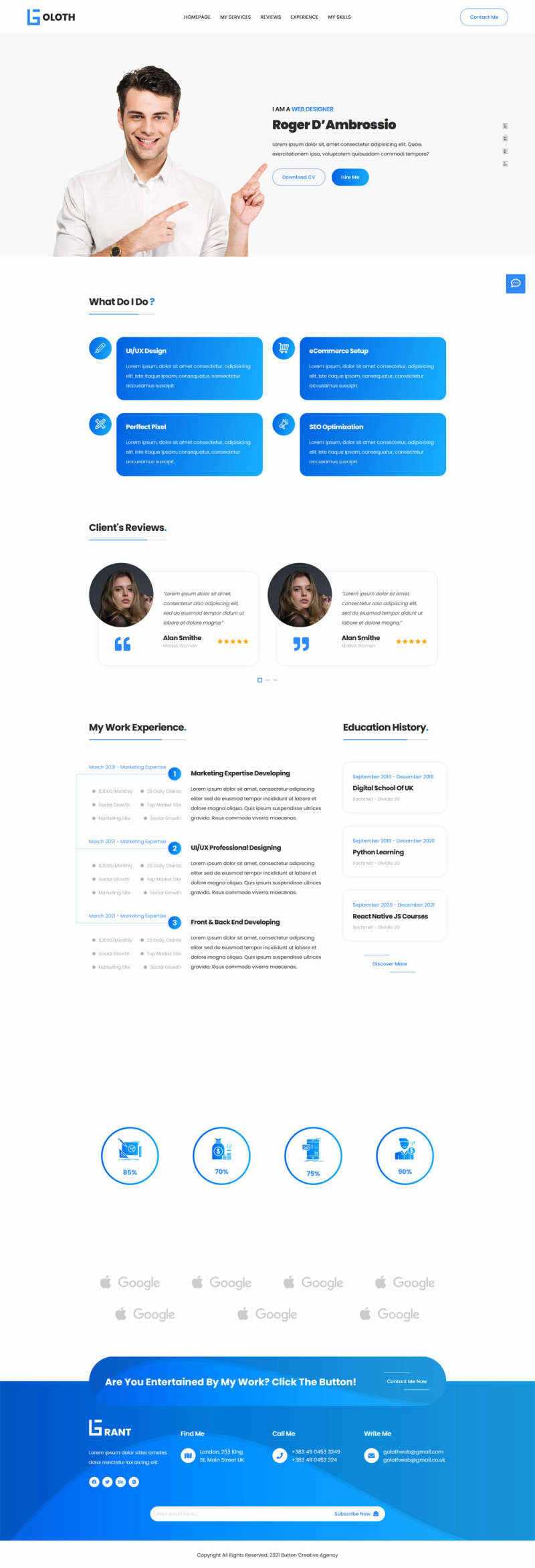 bootstrap多功能响应式个人简历单页html模板-客创社 - 专注互联网轻资产创业及网络项目资源整合与分享客创社-免费且强大的项目分享网站！