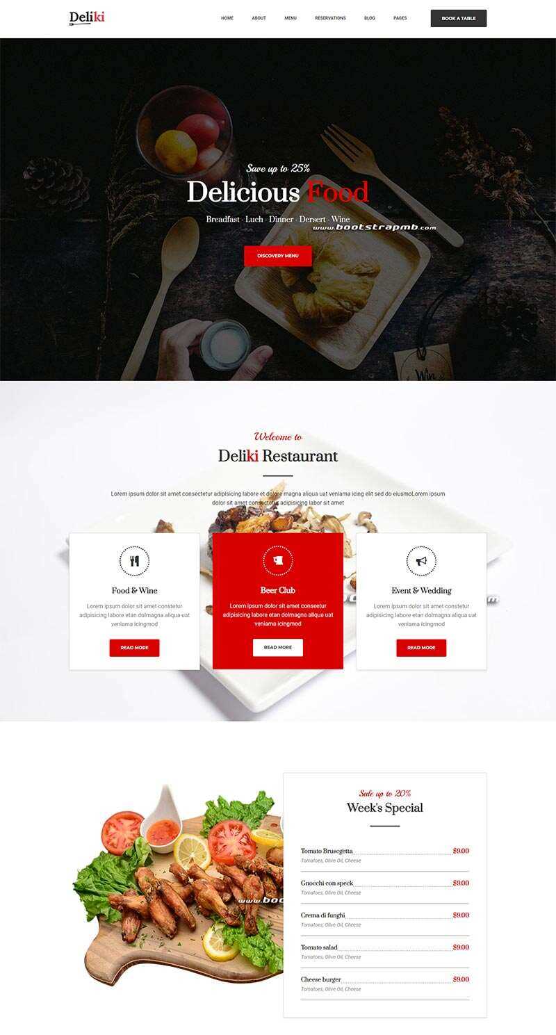 Bootstrap大气餐饮美食网站html模板-客创社 - 专注互联网轻资产创业及网络项目资源整合与分享客创社-免费且强大的项目分享网站！