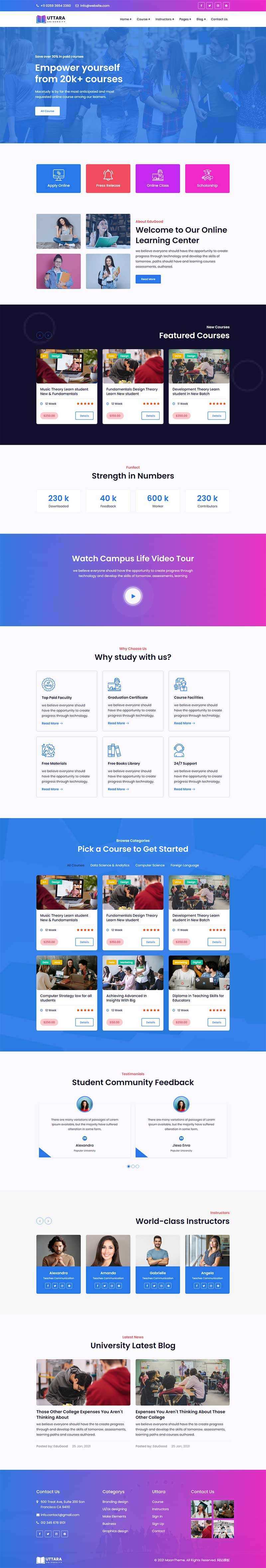 bootstrap响应式大学在线课程网站HTML模板-客创社 - 专注互联网轻资产创业及网络项目资源整合与分享客创社-免费且强大的项目分享网站！