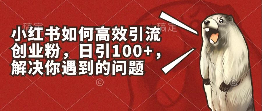 小红书如何高效引流创业粉，日引100+，解决你遇到的问题-客创社 - 专注互联网轻资产创业及网络项目资源整合与分享客创社-免费且强大的项目分享网站！