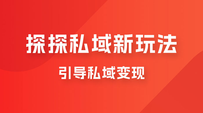 探探私域新玩法，引导私域变现，一部手机日入 500+ 很轻松-客创社 - 专注互联网轻资产创业及网络项目资源整合与分享客创社-免费且强大的项目分享网站！