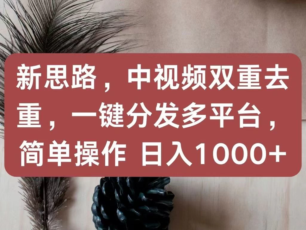 新思路，中视频双重去重，一键分发多平台，简单操作，日入1000+！快来试试吧！-客创社 - 专注互联网轻资产创业及网络项目资源整合与分享客创社-免费且强大的项目分享网站！