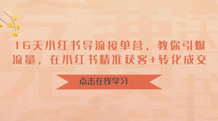 16 天小红书导流接单营：教你引爆流量，在小红书精准获客+转化成交-客创社 - 专注互联网轻资产创业及网络项目资源整合与分享客创社-免费且强大的项目分享网站！