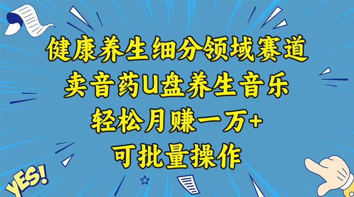 健康养生细分领域赛道，卖音药U盘养生音乐，轻松月赚一万+，可批量操作-客创社 - 专注互联网轻资产创业及网络项目资源整合与分享客创社-免费且强大的项目分享网站！