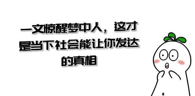 某公众号付费文章《一文惊醒梦中人，这才是当下社会能让你发达的真相》-客创社 - 专注互联网轻资产创业及网络项目资源整合与分享客创社-免费且强大的项目分享网站！