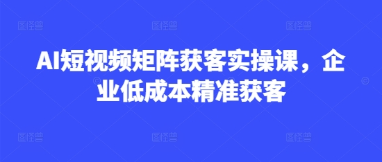 AI短视频矩阵获客实操课，企业低成本精准获客-客创社 - 专注互联网轻资产创业及网络项目资源整合与分享客创社-免费且强大的项目分享网站！