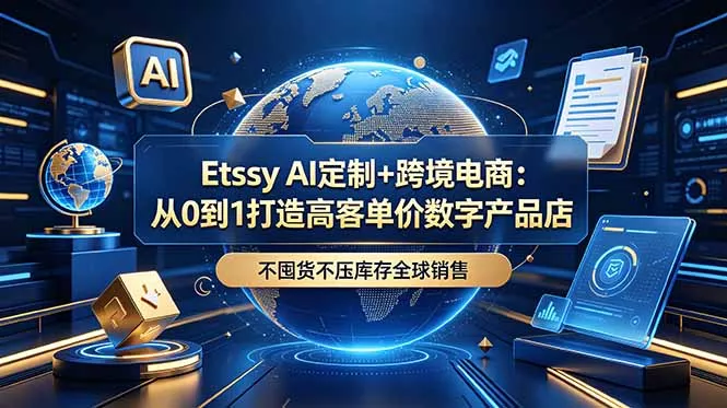 Etsy AI定制+跨境电商：从0到1打造高客单价数字产品店，不囤货不压库存全球销售客创社区-专注互联网轻资产资源整合与分享客创社区-专注互联网轻资产资源整合与分享
