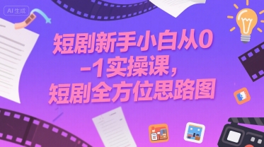 短剧新手小白从0-1实操课，短剧全方位思路图-客创社 - 专注互联网轻资产创业及网络项目资源整合与分享客创社-免费且强大的项目分享网站！
