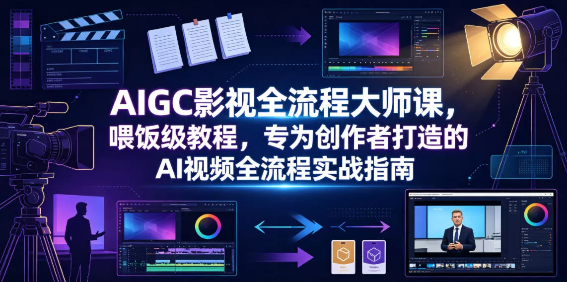 AIGC影视全流程大师课，喂饭级教程，专为创作者打造的AI视频全流程实战指南客创社区-专注互联网轻资产资源整合与分享客创社区-专注互联网轻资产资源整合与分享