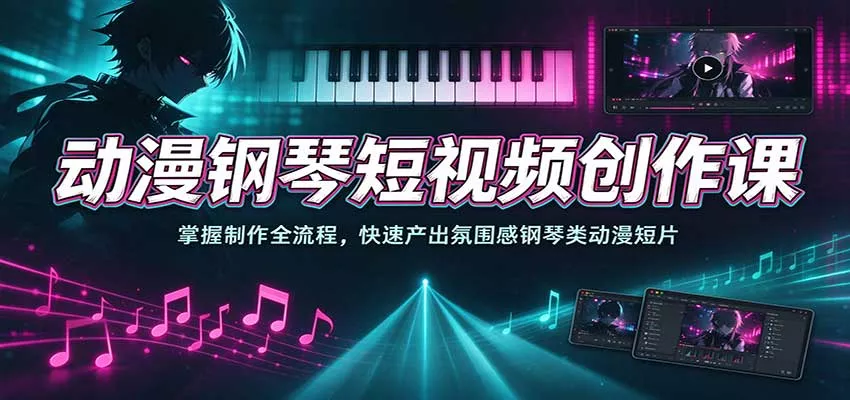 动漫钢琴短视频创作课：掌握制作全流程，快速产出氛围感钢琴类动漫短片客创社区-专注互联网轻资产资源整合与分享客创社区-专注互联网轻资产资源整合与分享