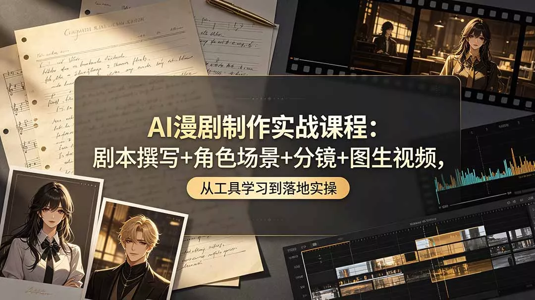 AI漫剧制作实战课程：剧本撰写+角色场景+分镜+图生视频，从工具学习到落地实操客创社区-专注互联网轻资产资源整合与分享客创社区-专注互联网轻资产资源整合与分享
