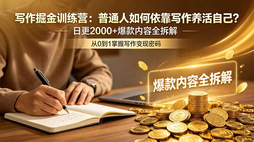 写作掘金训练营：普通人如何依靠写作养活自己？日更2000+爆款内容全拆解 《鱼见海科技》-鱼见海资源网-免费PHP网站源码模板,插件软件网创AI智能体资源分享平台！