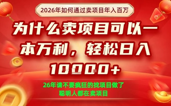 一单净利润1K+，26年想年入100个W，死磕卖项目就够了【揭秘】客创社区-专注互联网轻资产资源整合与分享客创社区-专注互联网轻资产资源整合与分享