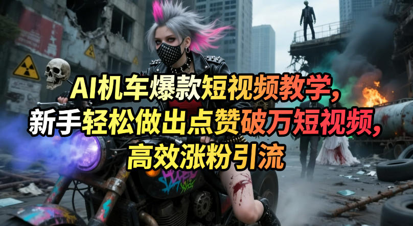 AI机车爆款短视频教学，新手轻松做出点赞破万短视频，高效涨粉引流-创云资源分享创云网创