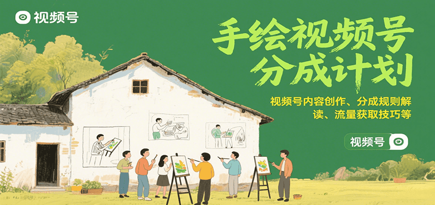 手绘视频号分成计划：视频号内容创作、分成规则解读、流量获取技巧等-客创社 - 专注互联网轻资产创业及网络项目资源整合与分享客创社-免费且强大的项目分享网站！