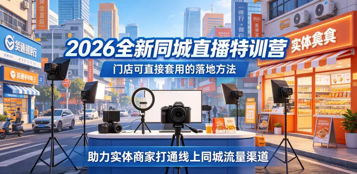 2026全新同城直播特训营，门店可直接套用的落地方法，助力实体商家打通线上同城流量渠道 《鱼见海科技》-鱼见海资源网-免费PHP网站源码模板,插件软件网创AI智能体资源分享平台！