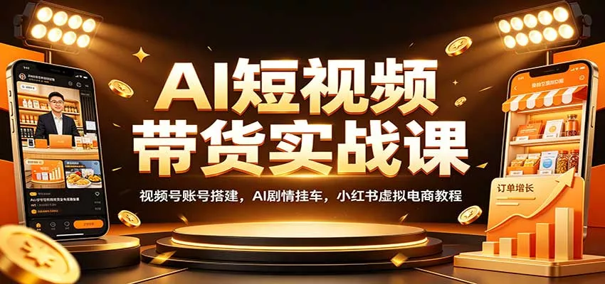 AI短视频带货实战课：视频号账号搭建，AI剧情挂车，小红书虚拟电商教程客创社区-专注互联网轻资产资源整合与分享客创社区-专注互联网轻资产资源整合与分享