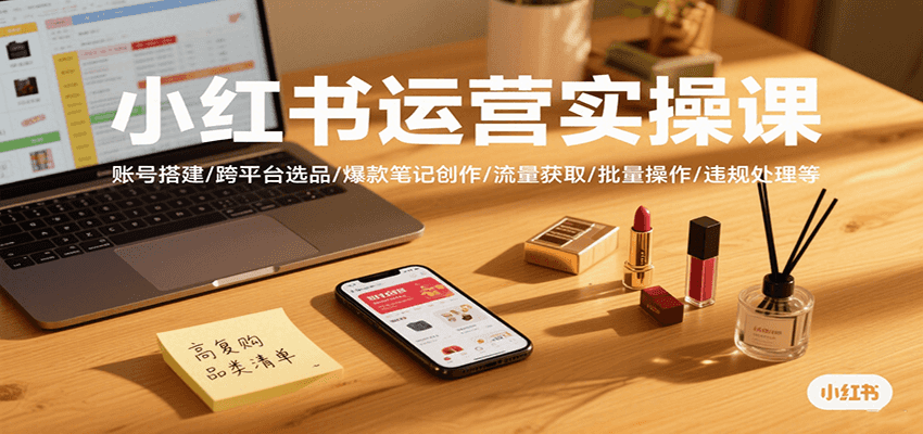 小红书运营实操课，账号搭建/跨平台选品/爆款笔记创作/流量获取/批量操作/违规处理等-客创社 - 专注互联网轻资产创业及网络项目资源整合与分享客创社-免费且强大的项目分享网站！