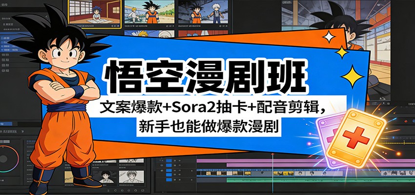 悟空漫剧班：文案爆款+Sora2抽卡+配音剪辑，新手也能做爆款漫剧客创社区-专注互联网轻资产资源整合与分享客创社区-专注互联网轻资产资源整合与分享