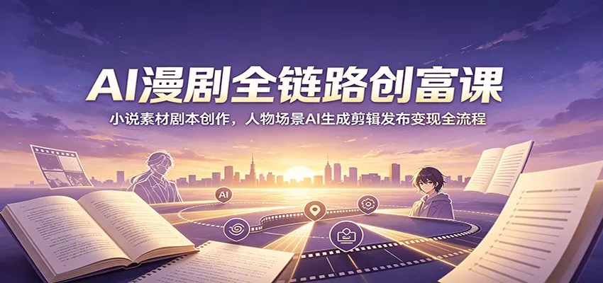 AI漫剧全链路创富课：小说素材剧本创作，人物场景AI生成剪辑发布变现全流程-鱼见海资源网-免费PHP网站源码模板,插件软件网创AI智能体资源分享平台！