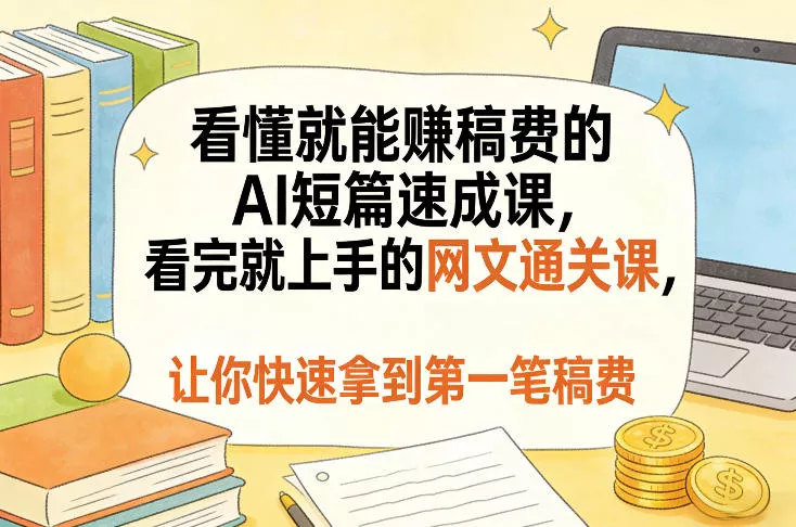 看懂就能賺稿费的AI短篇速成课，看完就上手的网文通关课，让你快速拿到第一笔稿费(更新1008)客创社区-专注互联网轻资产资源整合与分享客创社区-专注互联网轻资产资源整合与分享