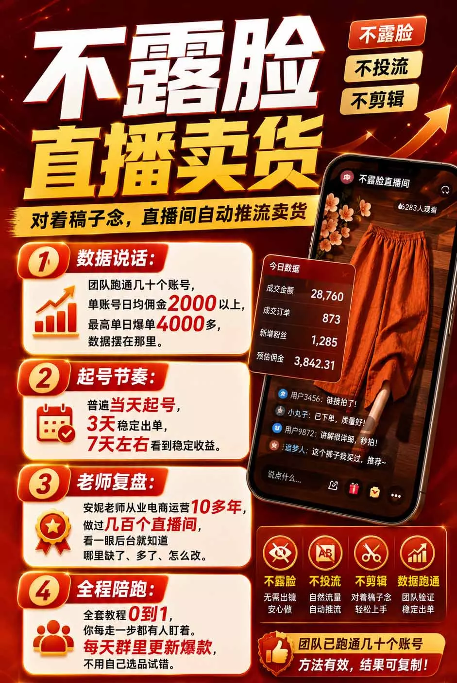 不露脸不投流，这个直播间让我月入过万！没人出镜，订单却一直在出，