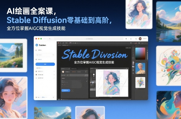 AI绘画全案课，Stable Diffusion零基础到高阶，全方位掌握AIGC视觉生成技能客创社区-专注互联网轻资产资源整合与分享客创社区-专注互联网轻资产资源整合与分享