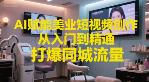 AI赋能美业短视频创作，从入门到精通，打爆同城流量，超级AI工具短视频实操落地-客创社 - 专注互联网轻资产创业及网络项目资源整合与分享客创社-免费且强大的项目分享网站！