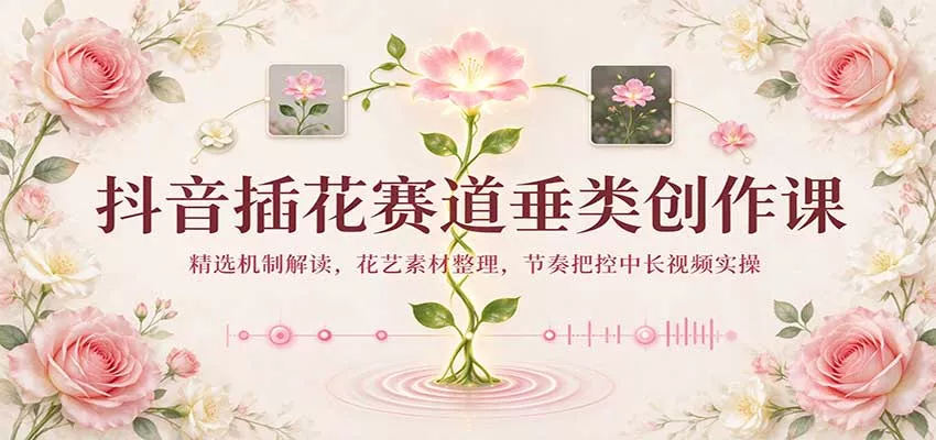 抖音插花赛道垂类创作课：精选机制解读，花艺素材整理，节奏把控中长视频实操客创社区-专注互联网轻资产资源整合与分享客创社区-专注互联网轻资产资源整合与分享