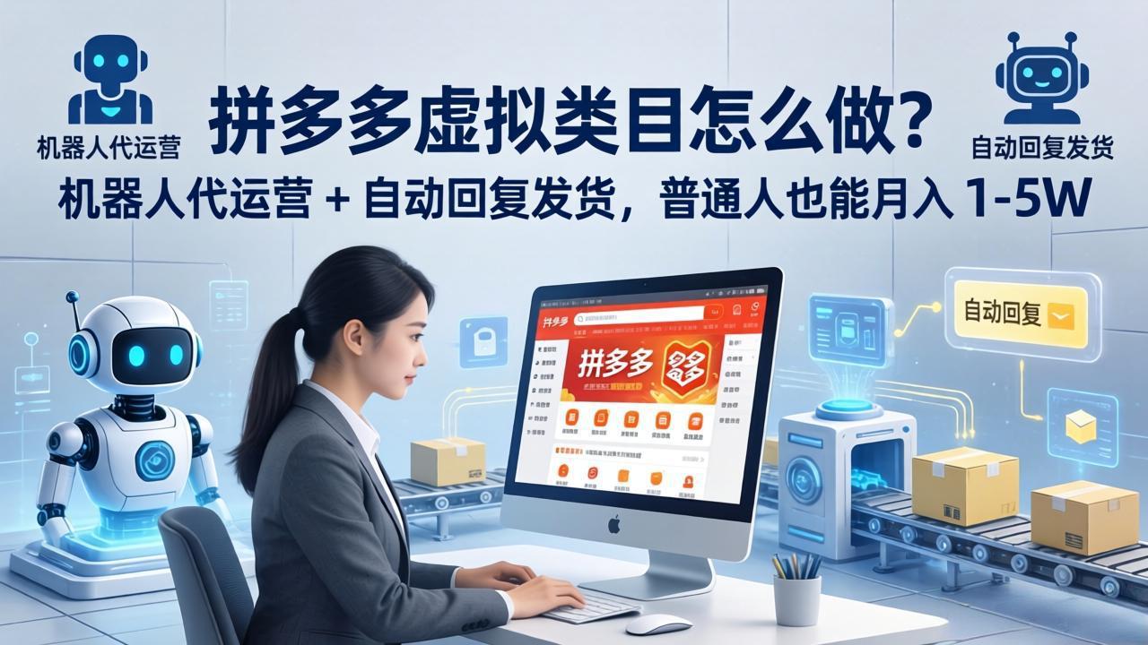 拼多多虚拟类目怎么做？机器人代运营 + 自动回复发货，普通人也能月入 1-5W客创社区-专注互联网轻资产资源整合与分享客创社区-专注互联网轻资产资源整合与分享