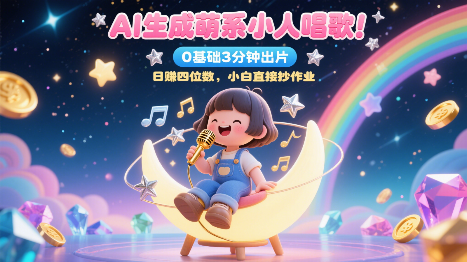 AI生成萌系小人唱歌！0基础3分钟出片，28个作品涨粉9万，日赚四位数，小白直接抄作业-客创社 - 专注互联网轻资产创业及网络项目资源整合与分享客创社-免费且强大的项目分享网站！
