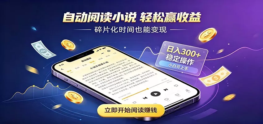 挂机看小说，全程自动运行不费精力，每日稳定赚三百 《鱼见海科技》-鱼见海资源网-免费PHP网站源码模板,插件软件网创AI智能体资源分享平台！