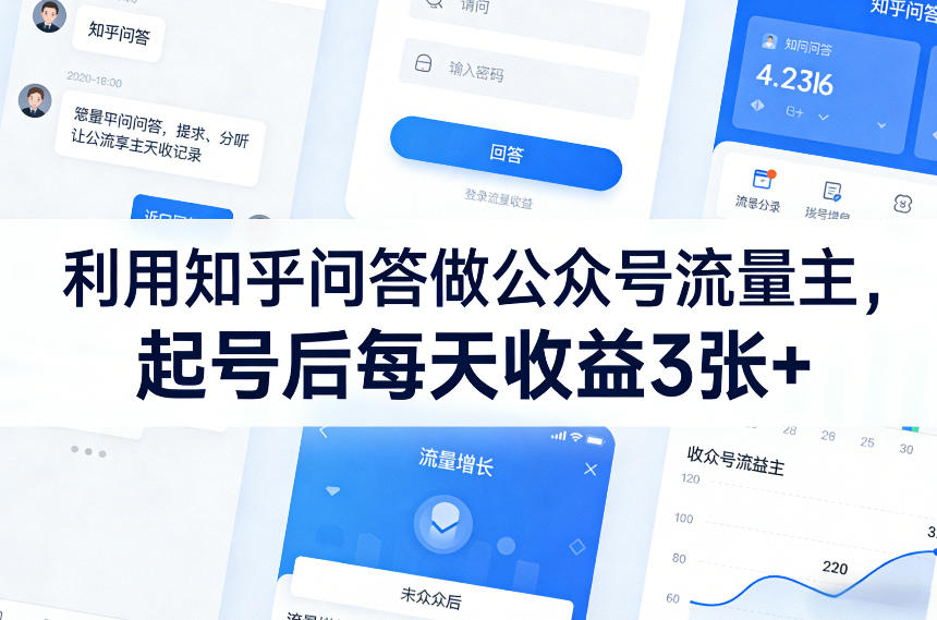 利用知乎问答做公众号流量主，起号后每天收益3张+客创社区-专注互联网轻资产资源整合与分享客创社区-专注互联网轻资产资源整合与分享