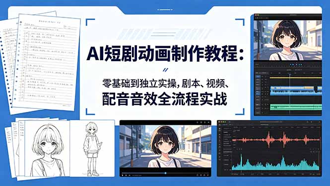 AI短剧动画制作教程：零基础到独立实操，剧本、视频、配音音效全流程实战-鱼见海资源网-免费PHP网站源码模板,插件软件网创AI智能体资源分享平台！