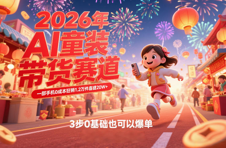 AI童装新春带货赛道，一部手机0成本狂销1.2万件喜提20W+，3步0基础也可以爆单客创社区-专注互联网轻资产资源整合与分享客创社区-专注互联网轻资产资源整合与分享