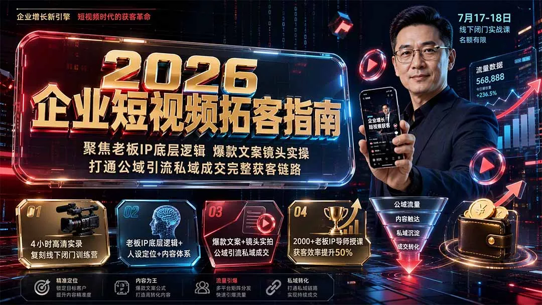 2026企业短视频拓客指南：聚焦老板IP底层逻辑，爆款文案镜头实操，打通公域引流私域成交完整获客链路-软件百科