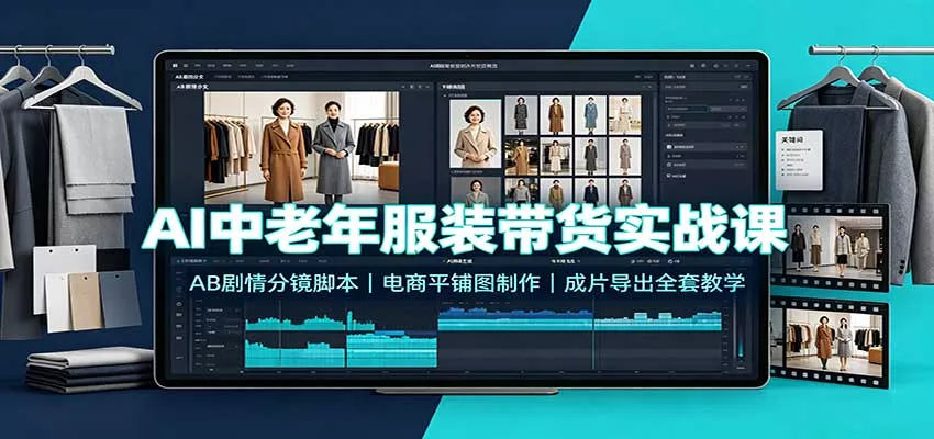AI中老年服装带货实战课：AB剧情分镜脚本，电商平铺图制作，成片导出全套教学客创社区-专注互联网轻资产资源整合与分享客创社区-专注互联网轻资产资源整合与分享
