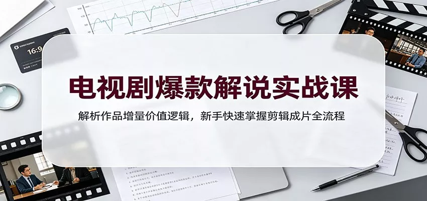 电视剧爆款解说实战课：解析作品增量价值逻辑，新手快速掌握剪辑成片全流程-聚码资源