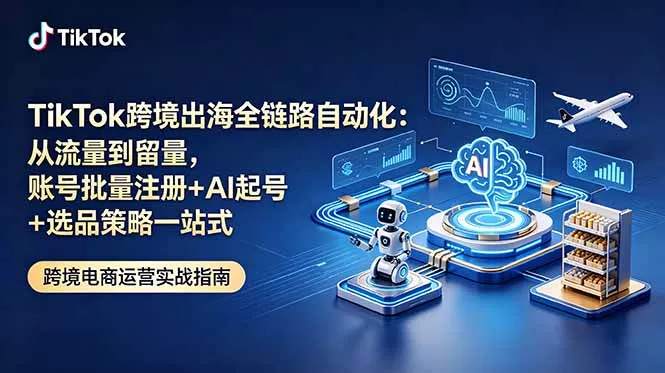 TikTok跨境出海全链路自动化：从流量到留量，账号批量注册+AI起号+选品策略一站式客创社区-专注互联网轻资产资源整合与分享客创社区-专注互联网轻资产资源整合与分享