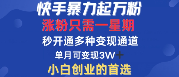 快手暴力起万粉，涨粉只需一星期，多种变现模式，直接秒开万合，单月变现过W【揭秘】客创社 - 专注互联网轻资产创业及网络项目资源整合与分享客创社 - 专注互联网轻资产创业及网络项目资源整合与分享