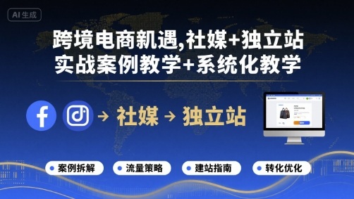 跨境电商新机遇，社媒+独立站，实战案例教学+系统化教学-客创社 - 专注互联网轻资产创业及网络项目资源整合与分享客创社-免费且强大的项目分享网站！