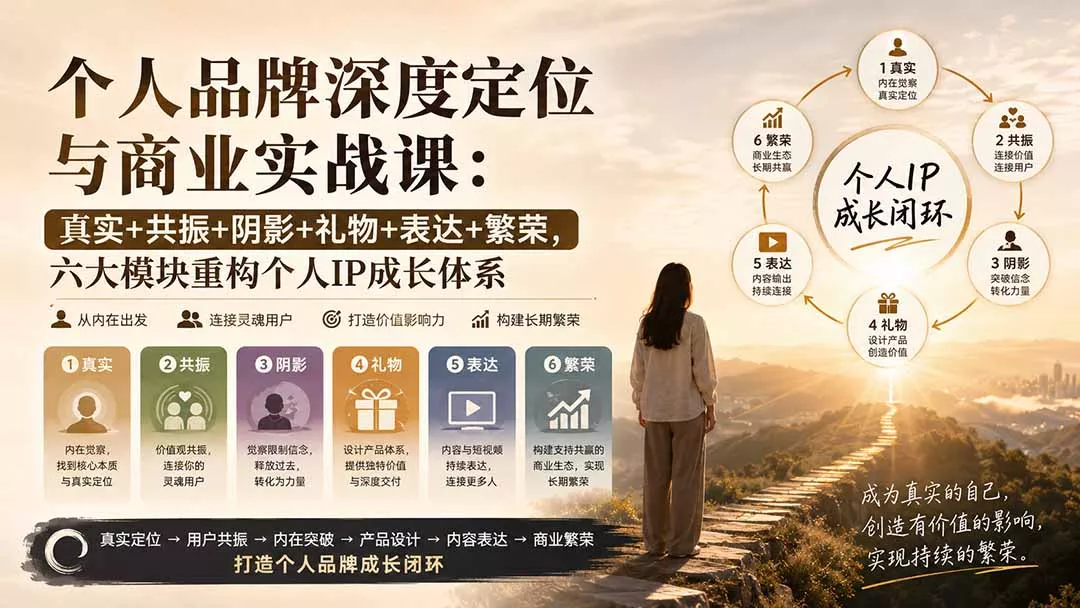 个人品牌深度定位与商业实战课：真实+共振+阴影+礼物+表达+繁荣，六大模块重构个人IP成长体系客创社区-专注互联网轻资产资源整合与分享客创社区-专注互联网轻资产资源整合与分享