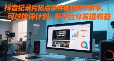 抖音纪录片热点事件视频制作教学，可过伙伴计划，多平台分发撸收益-客创社 - 专注互联网轻资产创业及网络项目资源整合与分享客创社-免费且强大的项目分享网站！