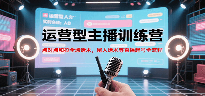 运营型主播训练营，点对点和拉全场话术，留人话术等直播起号全流程（更新7月）-客创社 - 专注互联网轻资产创业及网络项目资源整合与分享客创社-免费且强大的项目分享网站！