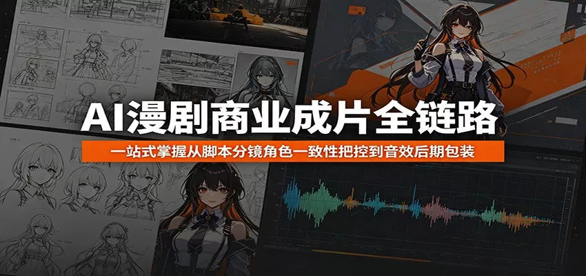 AI漫剧商业成片全链路：一站式掌握从脚本分镜角色一致性把控到音效后期包装-鱼见海资源网-免费PHP网站源码模板,插件软件网创AI智能体资源分享平台！
